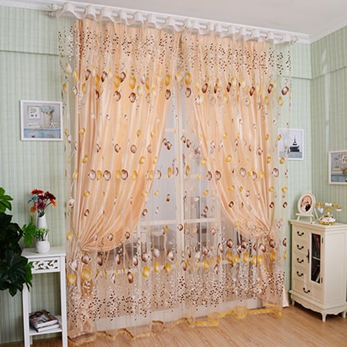 CW_ Tulip Flower Voile Curtain Drape Panel Room Sheer Home Office Door Window De 