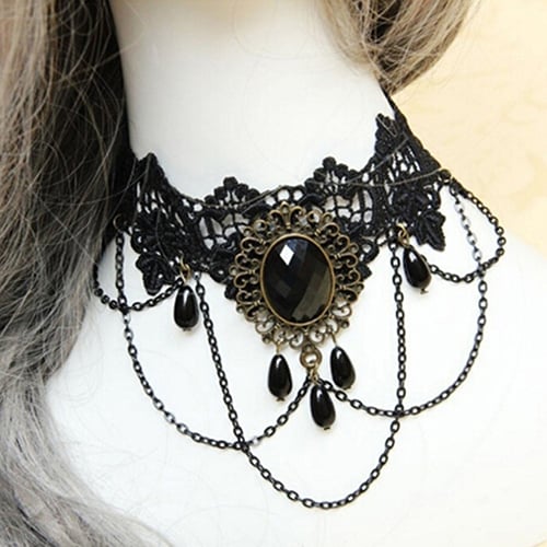 Silver Gothic Lace Pendant Necklace