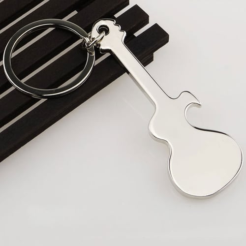 Fashion Guitar Keychain Key Rings Alloy Bag Hanging Pendant Bottle Opener Gift 