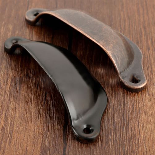 Metal Kitchen Cupboard Door Cabinet Cup Drawer Furniture Pull Shell Handles 2pcs