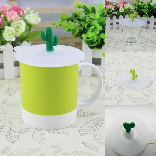 1PC Reusable Leakproof Cup Lid Cute Cartoon Silicone Coffee Cup Mug Cap Cover 