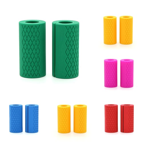 1 Pair Thick Fat Barbell Silicone Grips Home Gym Arm Wrap Bar Dumbbell Grip 