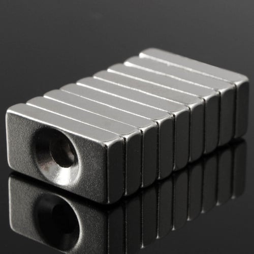 10pcs N50 20x10x4mm 4mm Hole Super Strong Block Magnets Rare Earth Neodymium Mag 
