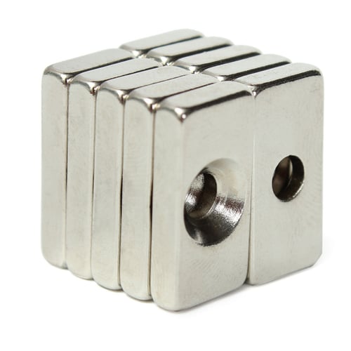 10pcs Super Strong Block Magnets 20x10x4mm Hole 4mm Rare Earth Neodymium N50 