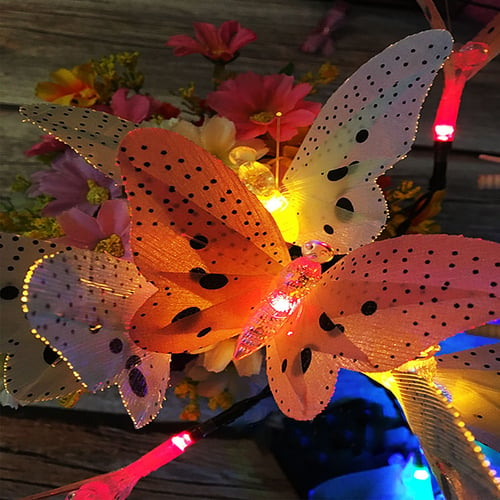 20/30/50 LED Solar Powered Light Butterfly Fiber Optic Fairy String Garden Light 