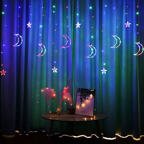 3.5m Star Moon Fairy LED Lights Curtain Lamp String Garland Wedding Party Decor