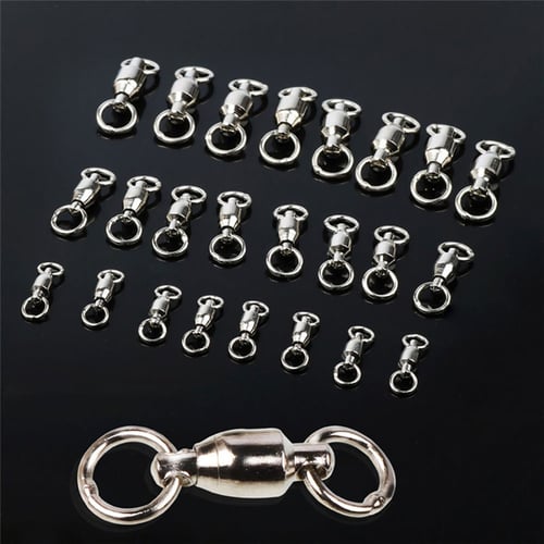20/30/50pcs Fishing Rolling Swivel Connector Solid Ring Heavy Duty Ball Bearing 