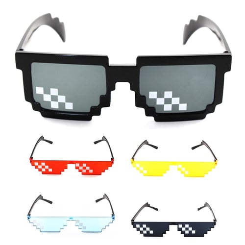 Thug Life Glasses Deal With IT Sunglasses Black Pixilated Mosaic Sunglasses New