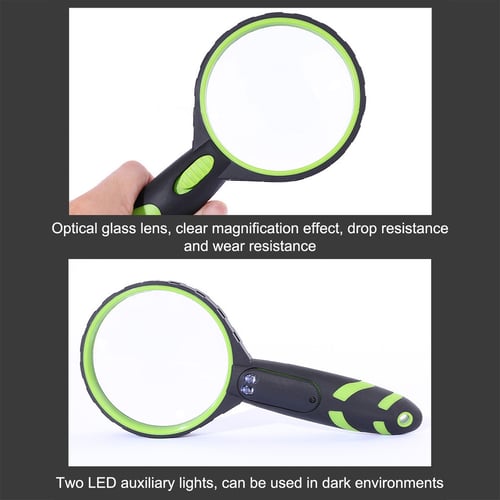 Hand Held 9-Led Illuminated Lighting Magnifier Magnifying Glass 8X Magnification 