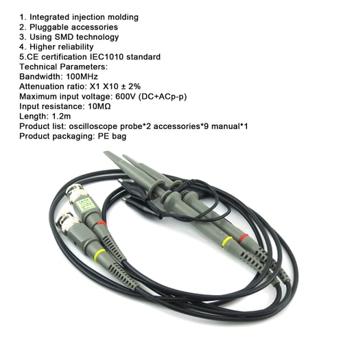P6100 Oscilloscope Probe with Accessories Kit BNC to Minigrabber Test Lead Kit 