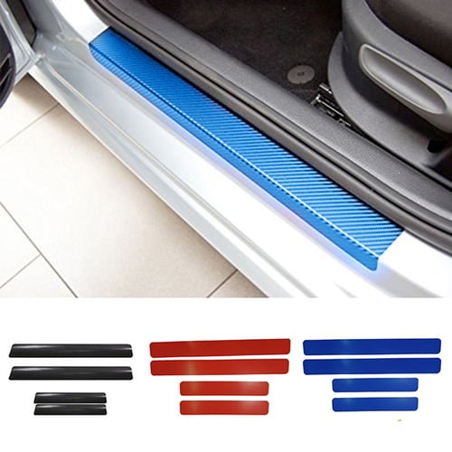 2x 60cm Car Auto Real Carbon Fiber  Door Sill Scuff Plates Protectors Waterproof 