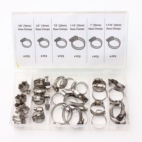 80Pcs Driver Jubilee Clip Set Assorted Stainless Steel Hose Clamp Kit Size 8-44m 