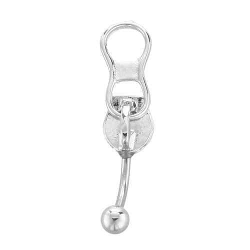 Steel Zipper Belly Navel Bar Button Ring Body Pierci R1O4 5X 