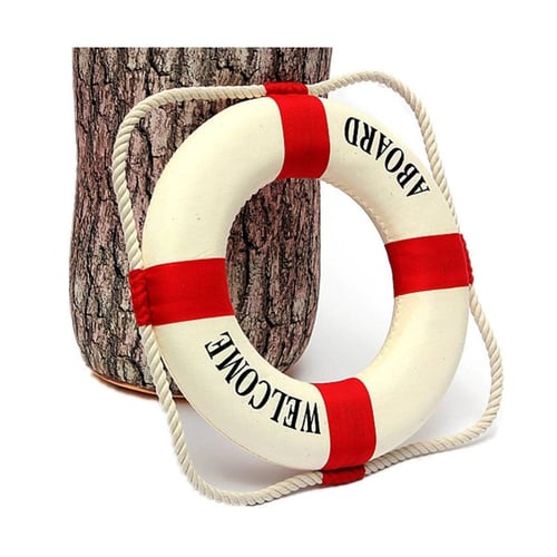 Home Decor Ornament Hanging Boat Lifebuoy Welcome Aboard Nautical Wall Life Ring 