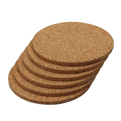 Plain 4pcs Placemats Coffee Round Drink Wine Tablemats Cup Mat Cork Coasters Tea 