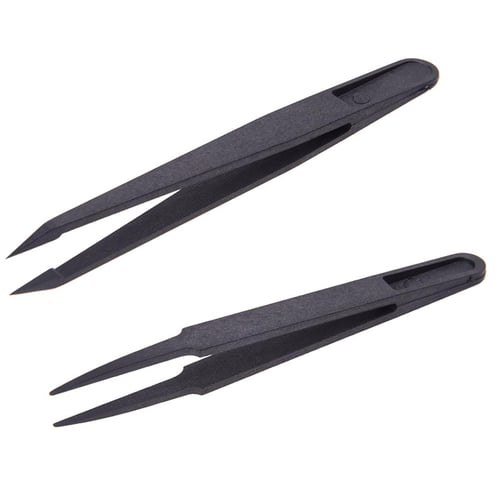 7 X Tweezers Set Antistatic Hard Plastic Repair Tool Black FE 