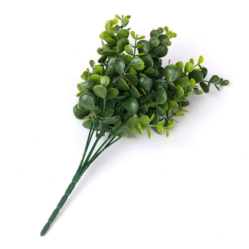 1x Artificial Green Large Leaves Plant 7 Branches Grass For Wedding Decor 