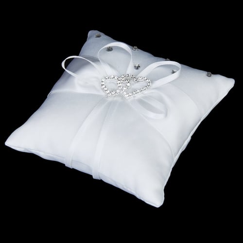 10*10cm Wedding Pocket Ring Pillow Ring Bearer Pillow Cushion with Satin Ribbons