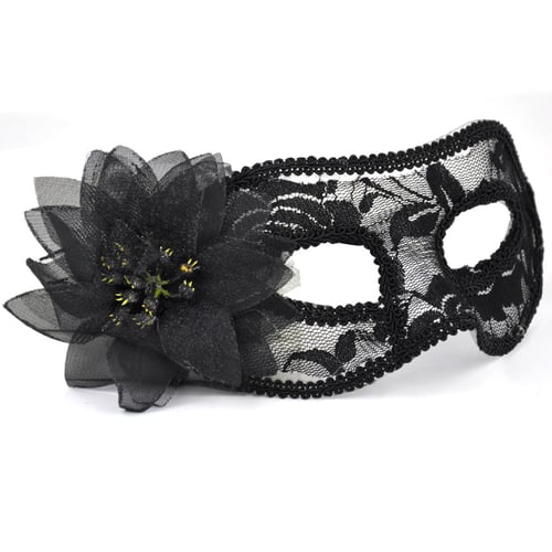 BLACK LACE VENETIAN MASQUERADE CARNIVAL PARTY EYE MASK WITH FEATHERS BRANDB1T8 