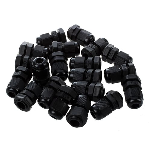 20Pcs PG7 PG07 Black Plastic Waterproof Cable Gland Joint Connector IP67 3-6.5mm 
