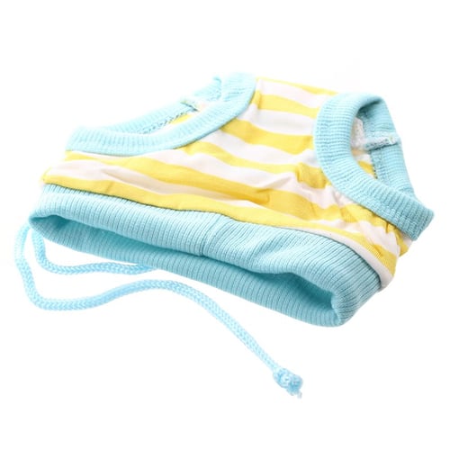 Gaetooely Small Female Pet Puppy Dog Clothes Physiological Sanitary Diaper Pant Blue+Yellow+White S
