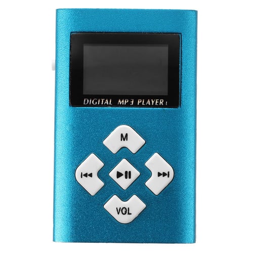 MP3 Player Kids with Digital LCD Screen Mini Clip Support 32GB Micro SD TF Blue 