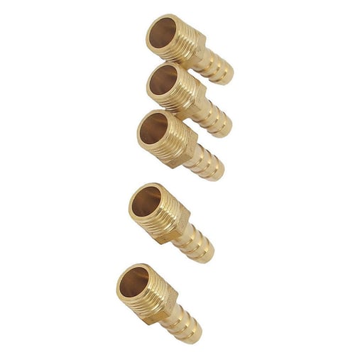5pcs 1/4BSP Male Thread to 8mm Hose Barb Straight Adapter Coupler Gold S2M6 5X 