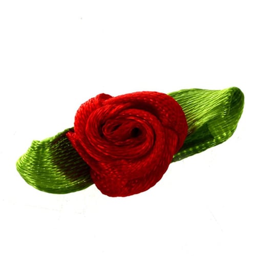 100pcs Small Mini Satin Ribbon Flowers Rose Wedding Decor Sewing Appliques DIY 