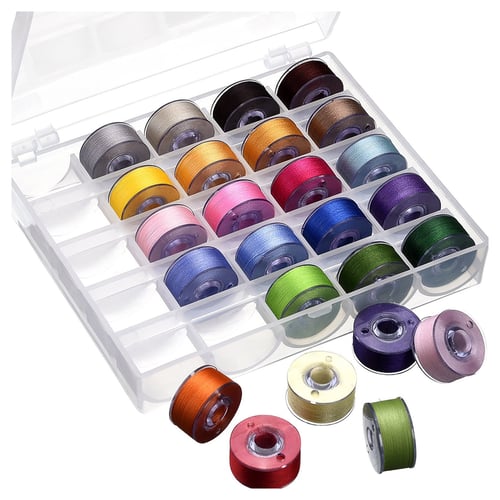 25 Pcs Transparent Plastic Sewing Machine Bobbins with Bobbin Case for Brother Singer Babylock Janome Kenmore