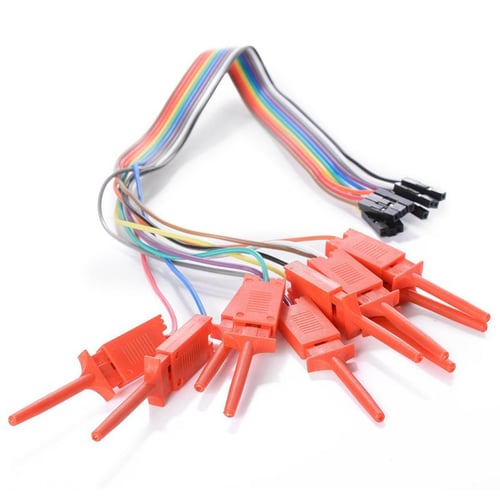 Red 10 Pieces Electrical Testing Hook Clip Line for Logic Analyzer 