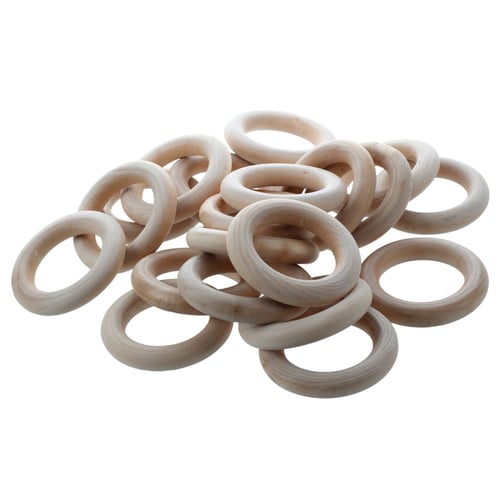 20pc Unfinished Teething Ring Add On Wooden Rings 55mm Natural 2.2 inches H3J5 