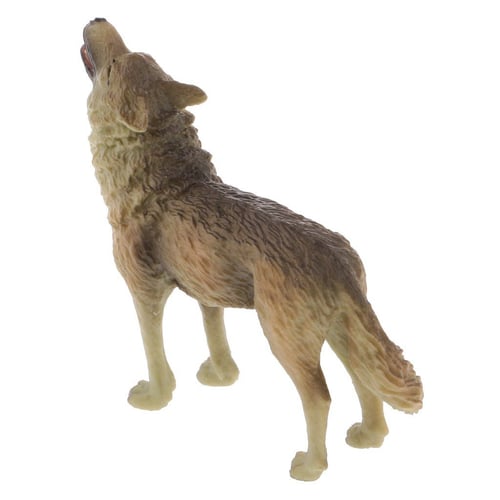 Lifelike Wild Brown Howling Wolf Model Toy Kids Party Xmas Gift Home Decor 