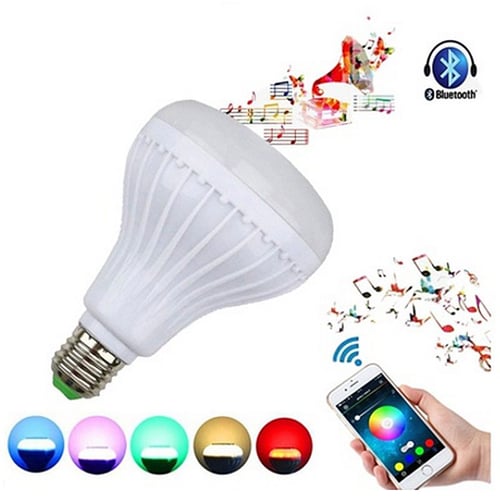 LED RGB Color Bulb Light E27 Bluetooth Control Smart Music Audio Speaker Lamp 