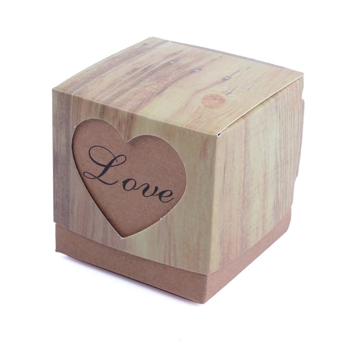 10pcs/lot Wedding Candy Box Romantic Heart Kraft Gift Bag with Burlap Twine Chic 