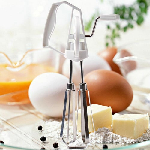 Kitchen Egg Whisk Manual Beater Mixer Hand Stainless Steel Rotary Blender 