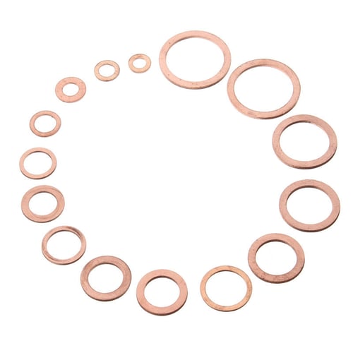 200PCS Solid Copper Crush Washer Seal Flat Ring Fuel Hydraulic Fittings Set 