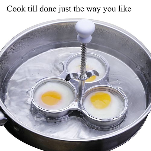 3 Egg Poacher Pans Stainless Steel Microwave Egg Cooker Boiler Steamer for Kitchen Gadget