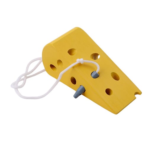 SUNNEE Wooden Cheese Toy Threading Game Lacing Toy Montessori Activity Cheese and Mouse Toy Stringing Toys Early Educational Cheese