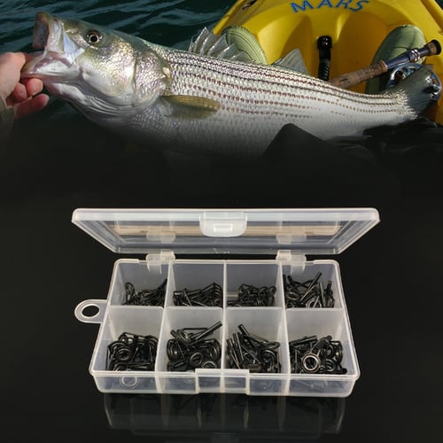 80Pcs Fishing Rod Guide Guides Tip Set Repair Kit with Fish Box BEST 