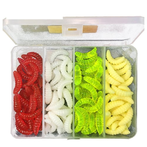100Pcs Simulation Maggots Grubs Fishing Earthworm Lures Soft Worms Bait for Fish 