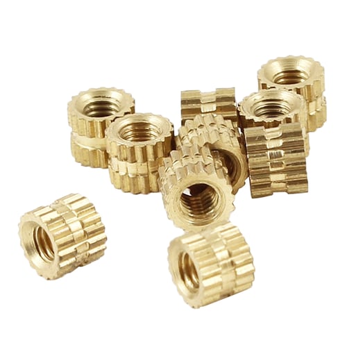 M3 x 3mm Brass Cylinder Injection Molding Knurled Insert Embedded Nuts 200PCS 