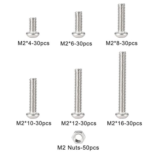 230pcs M2 M3 Stainless Steel Flat Button Hex Socket Head Bolts Screws Nuts Kit 