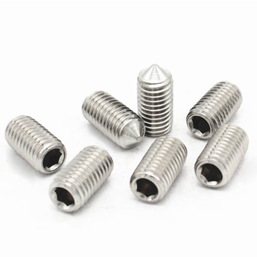 M3x4mm/6mm-16mm Hex Cone Point Set Grub Stainless Steel Screw Silver Tone 50 Pcs 