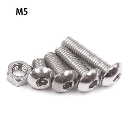 500PCS Button M3 M4 M5 500PCS 304 Stainless Steel Screws and Nuts Hex Button Socket Head Cap Screw Set
