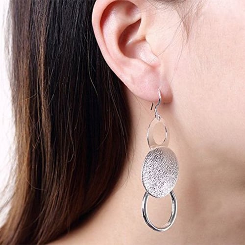 Women Fashion Circular Rings Sand Flash Earrings Ear Studs Jewelry ONE 
