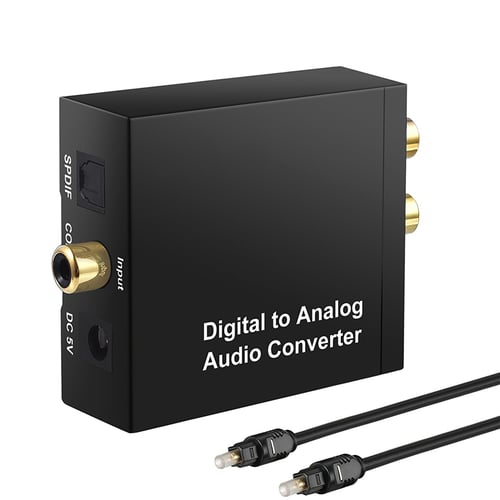 Optical to RCA Converter Digital to Analog Audio Converter SPDIF Toslink Plug n Play Coaxial to Stereo L/R AUX Adapter w/Optical Cable for TV Amps Blu-ray Player PS4 Home Cinema