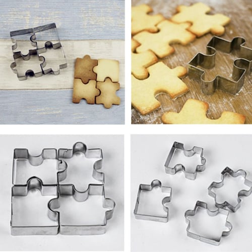 4X Puzzle Mold Cookie Cutter Stainless Steel Biscuits Fondant Mold Baking Tool 