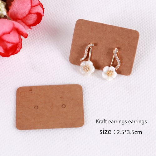 100Pcs Blank Earrings Ear Studs Display Card Hanging Tags Kraft Paper Jewelry 