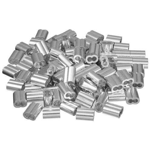 20 Pcs 3mm & 4mm Wire Rope Aluminum Sleeves Clip Fittings Cable Crimps