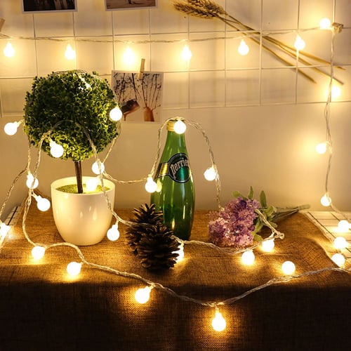 Outdoor Globe String Lights 8 Modes Battery Operated Frosted White Ball Fairy 
